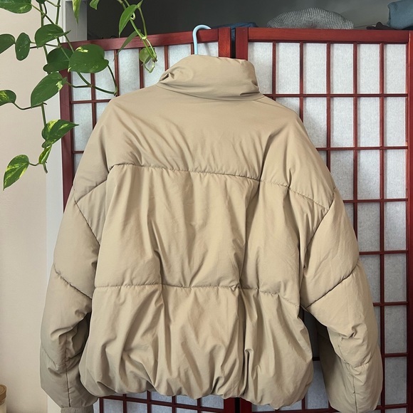 Zara Puffer Jacket Coat Brown Tan Beige Warm - Picture 2 of 5